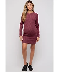 Pinkblush Maternity Burgundy Soft Brushed Knit Long Sleeve Dress