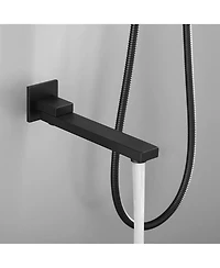 Rainsken 16" Shower Head System Ceiling Mounted Shower with Rain Shower Head, Hand Shower Head, Matte Black