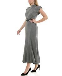 Taylor Women's Belted Mock Neck Dress