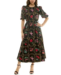 Taylor Women's Belted Puff Sleeve Dress