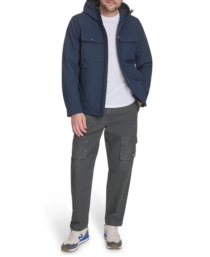 Levi's Men's Rib Stop Softshell with Hood Jacket