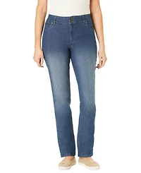 Woman Within Plus Tall Womens Plus-Size Secret Solutions Tummy Smoothing Straight-Leg Stretch Denim Jeans
