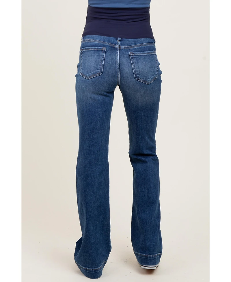 Pinkblush Maternity Navy Blue Wide Hem Bootcut Jeans