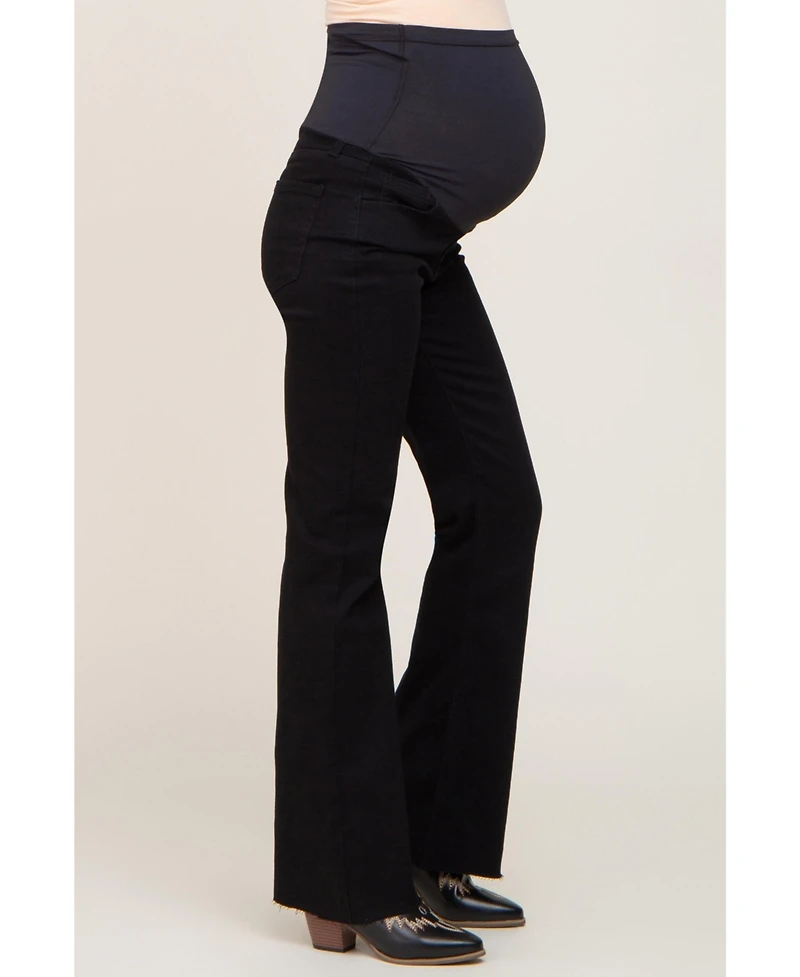 Pinkblush Maternity Black Flare Leg Raw Hem Jeans