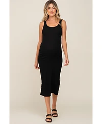 Pinkblush Maternity Black Ribbed Basic Maxi Dress