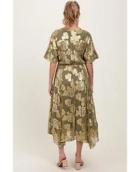 Pinkblush Maternity Olive Metallic Floral Jacquard Overlay Maxi Dress