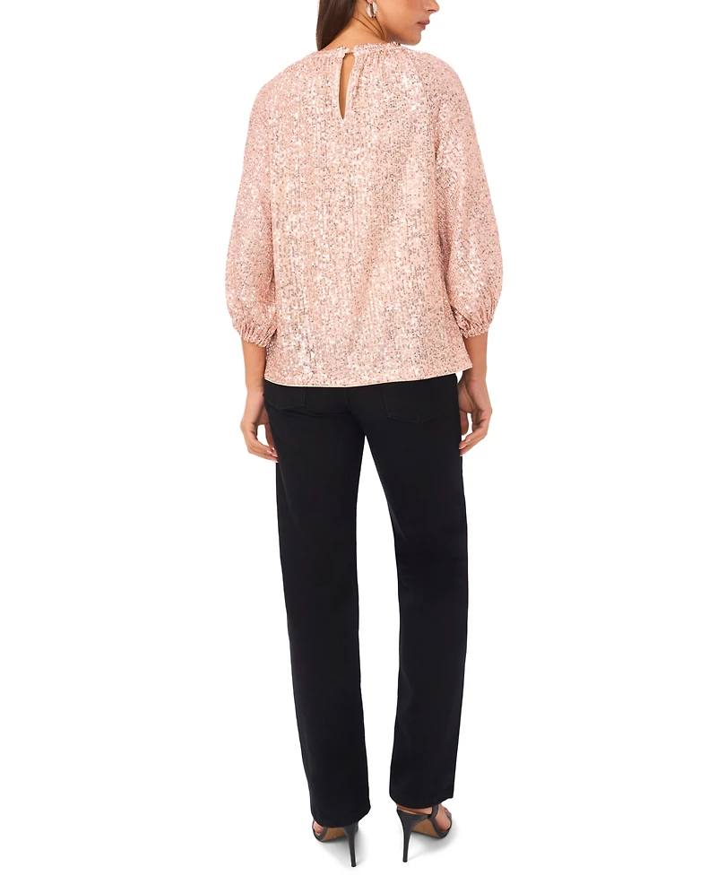 Sam & Jess Women's Sequin Detail Puff Sleeves Top