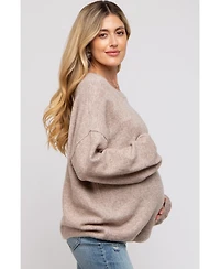 Pinkblush Maternity Taupe Basic Drop Shoulder Sweater