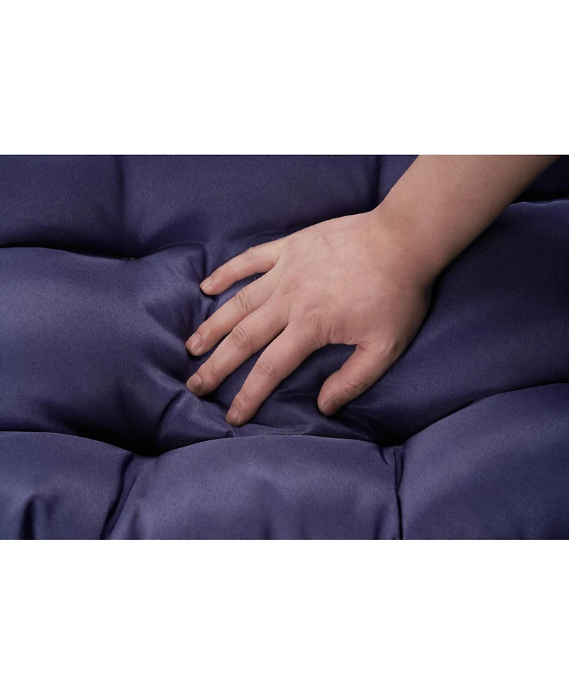 Flynama 55 Inch Outdoor Rattan Egg Swing Chair with Stand and Beige Cushion