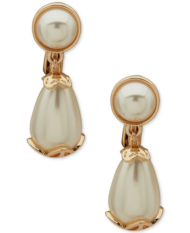 Anne Klein Imitation Pearl Cap Teardrop Earrings