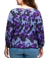 24seven Comfort Apparel Plus Purple Animal Print Dolman Sleeve Top