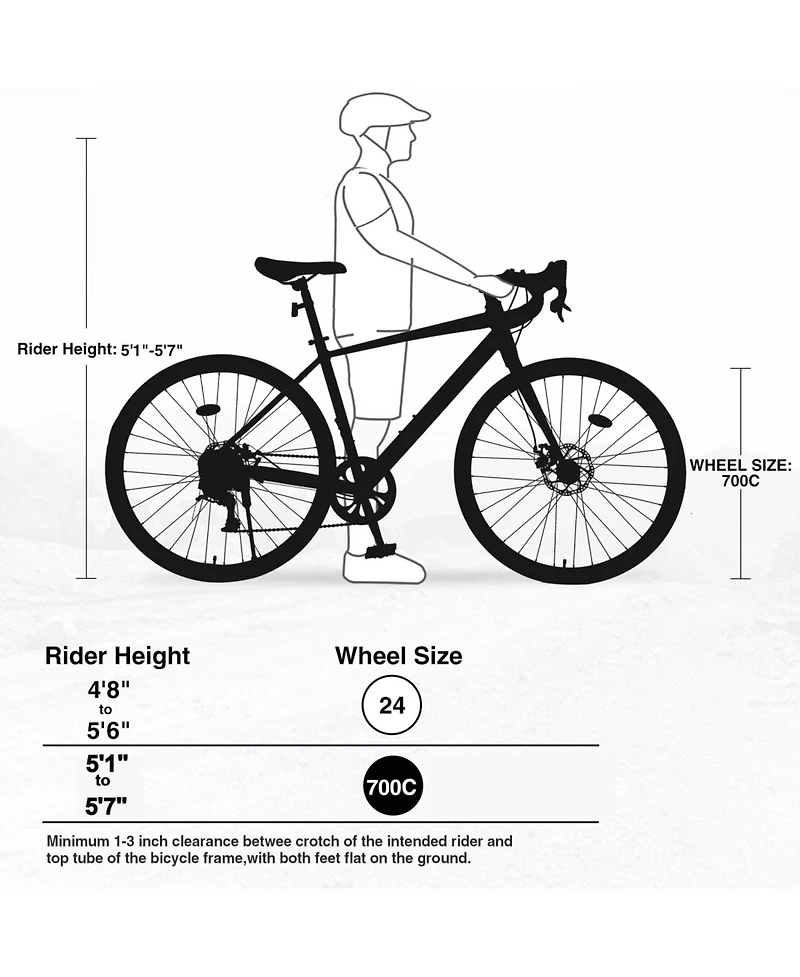 Streamdale Furniture 700C Road Bike, 7 Speed Road Bike, for Men Women, Aluminum Alloy Frame
