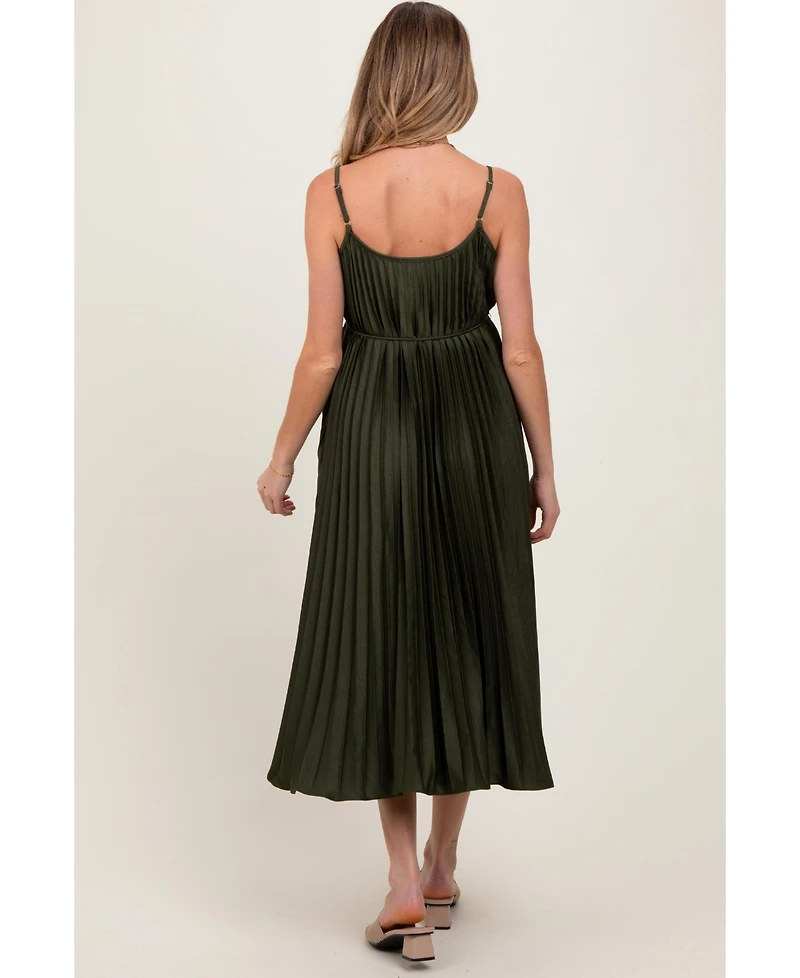 Pinkblush Maternity Light Blue Pleated Sash Tie Midi Dress