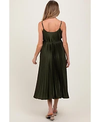 Pinkblush Maternity Light Blue Pleated Sash Tie Midi Dress