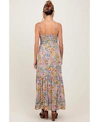 Pinkblush Maternity Mint Green Floral Twist Front Cutout Maxi Dress