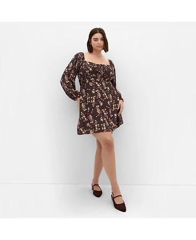 City Chic Women's Abbie Long Sleeve Print Mini Dress