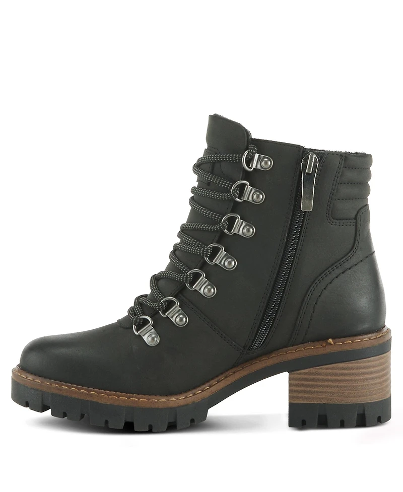 Spring Step Rockies Hiking-Inspired Lace-Up Booties with Cushioned Insole