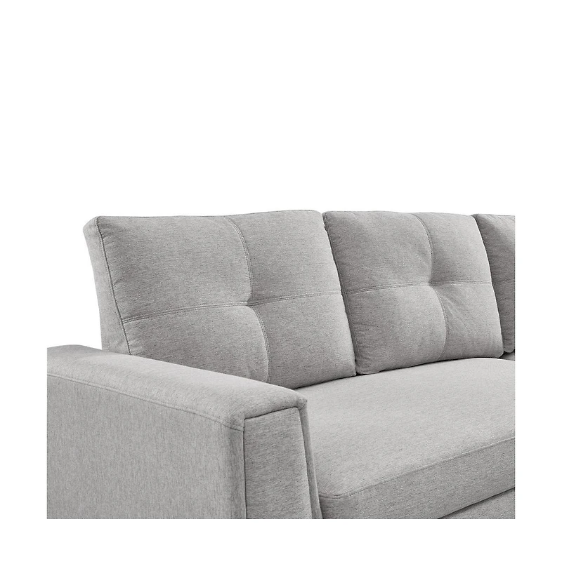 Os Home and Office Furniture Tufted Sectional Chaise Sofa Sleeper with Storage in Light Grey