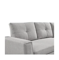 Os Home and Office Furniture Tufted Sectional Chaise Sofa Sleeper with Storage in Light Grey