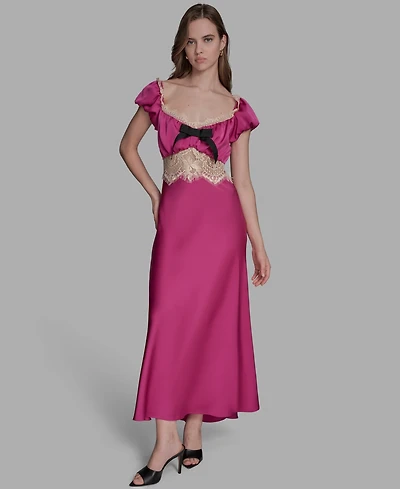 Bcbg Women's Cap Sleeve Maxi Lace Dress