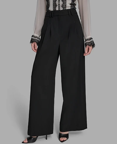 Bcbg Women's Pleated Back Notch Wide Leg Pants