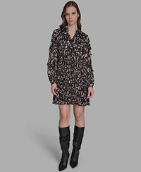 Bcbg Women's Long Sleeve Crinkle Empire Waist Dress