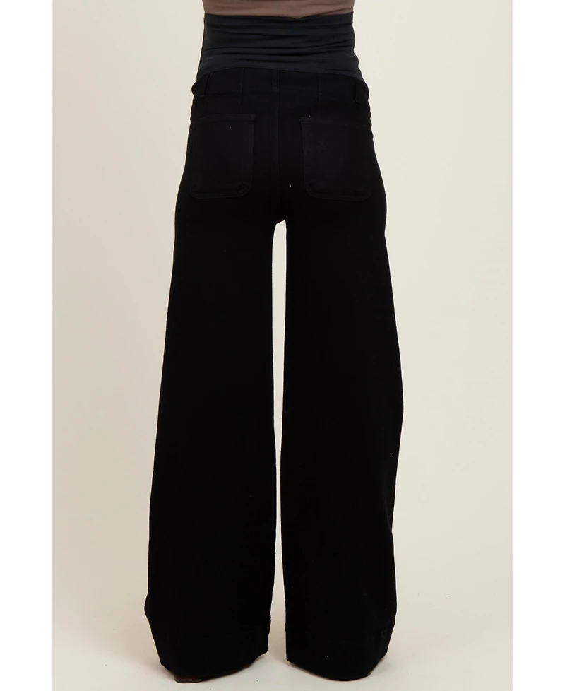 Pinkblush Maternity Black Super Wide Leg Jeans