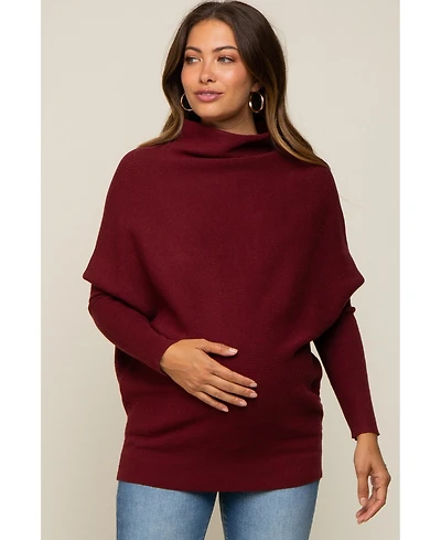 Pinkblush Maternity Burgundy Funnel Neck Dolman Sleeve Sweater