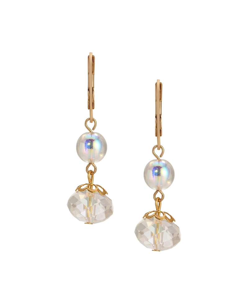 2028 Round Crystal Ab Double Drop Earrings