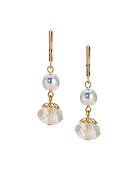2028 Round Crystal Ab Double Drop Earrings