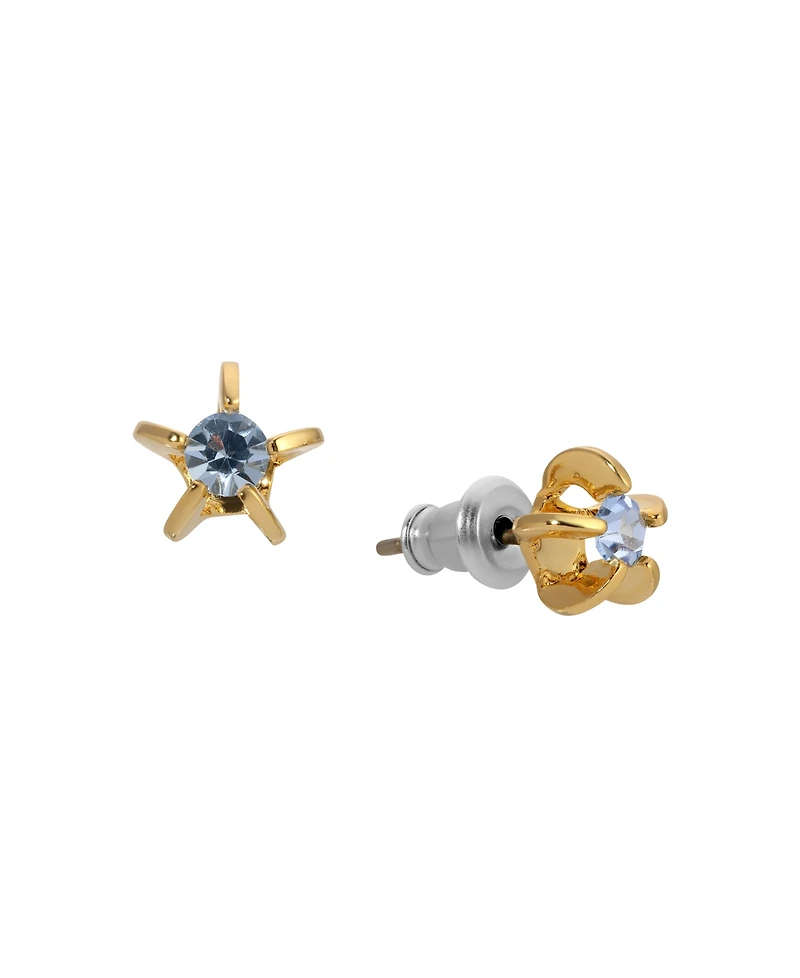 2028 Gold Tone Lt Blue Star Stud Earrings