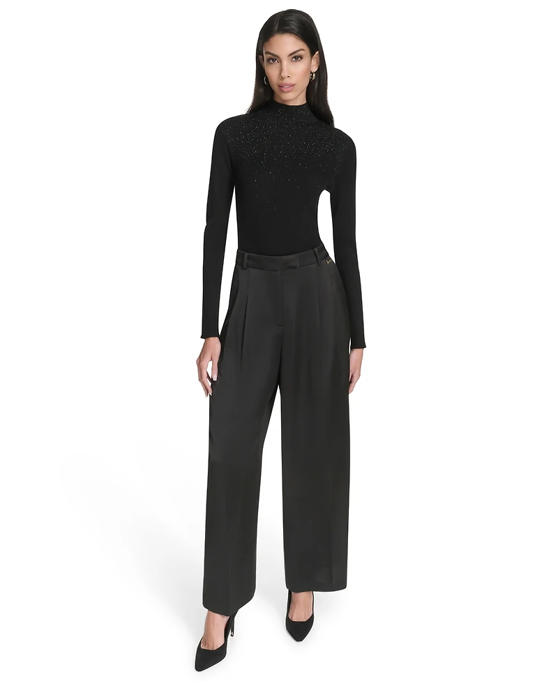 Halston Women's Pull-On Ponte Wide Leg Trousers
