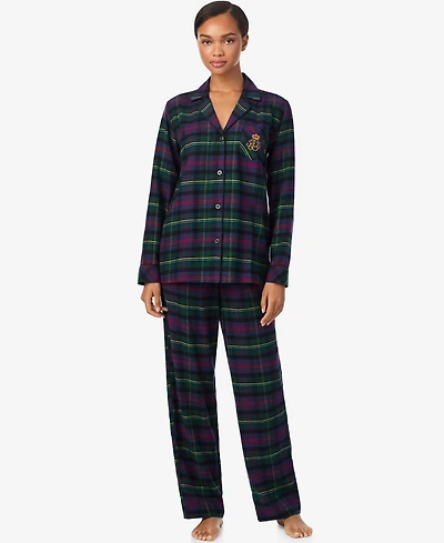 Lauren Ralph Women's Long Sleeves Notch Collar Pajama Set