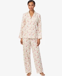 Lauren Ralph Women's Long Sleeves Notch Collar Pajama Set