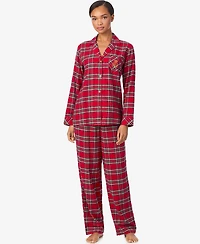 Lauren Ralph Lauren Women's Long Sleeves Notch Collar Pajama Set