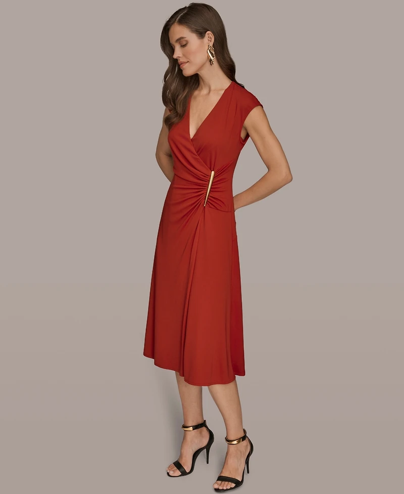 Donna Karan New York Women's V-Neck Midi Dress