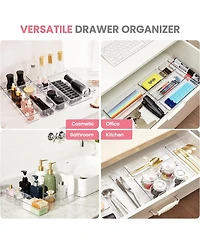 Makeup Drawer Trays 4-Type Clear Organizers with Silicone Pads