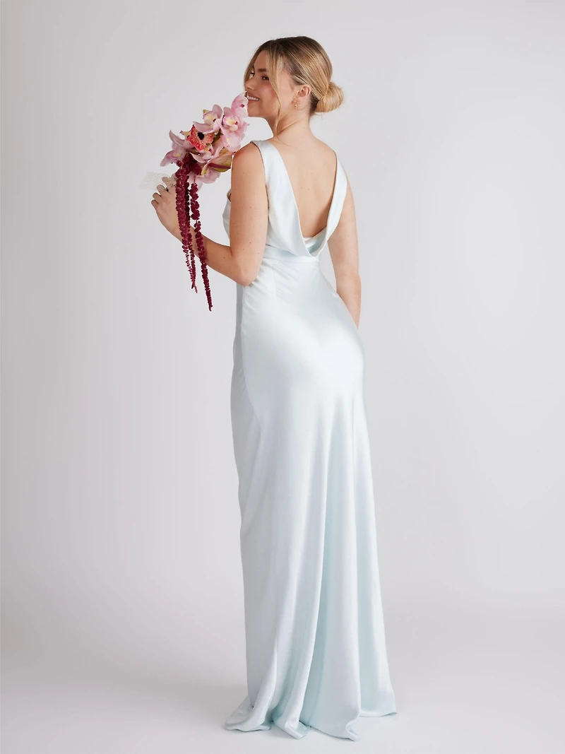 Six Stories Cowl Back Satin Bridesmaid Dress