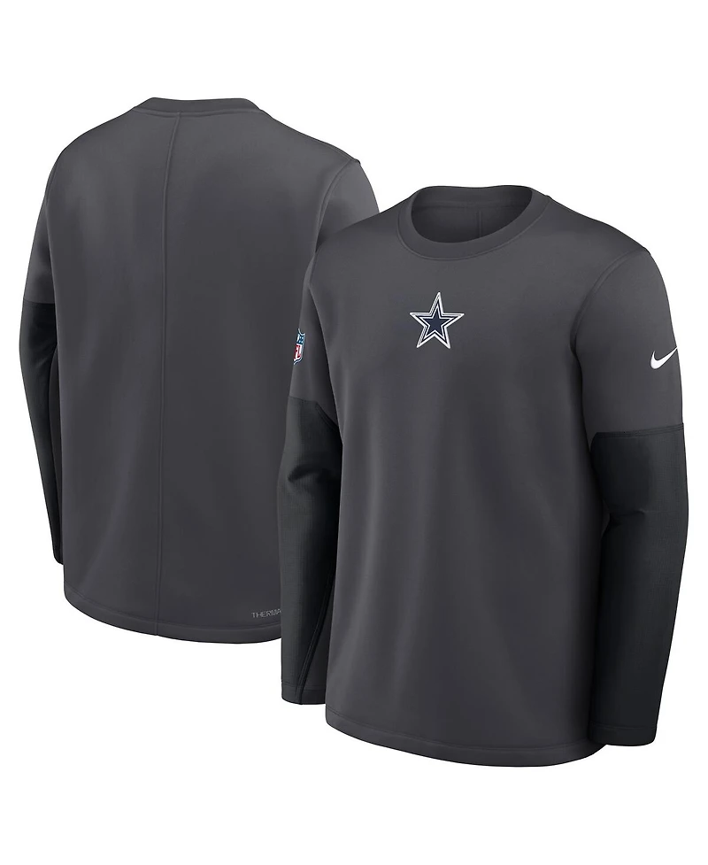 Nike Men's Anthracite Dallas Cowboys Sideline Coach Therma-fit Long Sleeve T-Shirt