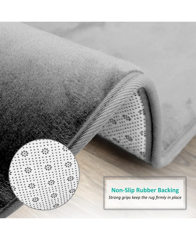 3 Piece Ultra Soft Non-Slip Plush Memory Foam Bath Rug Set