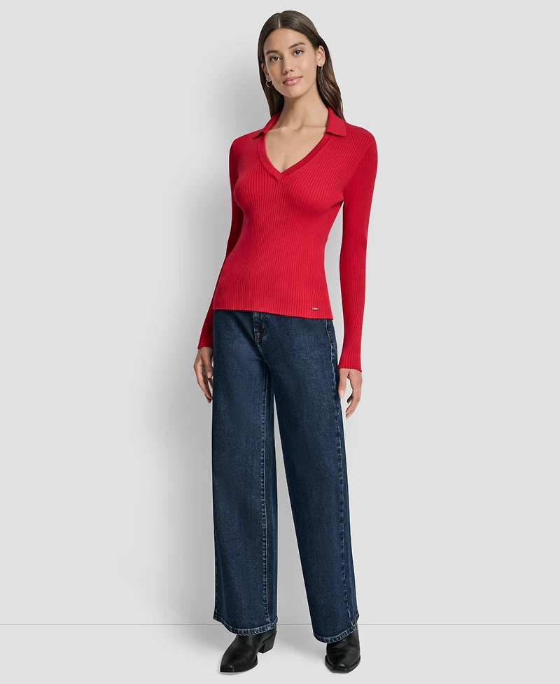 Dkny Jeans Women's Ribbed Long Sleeve Sweater