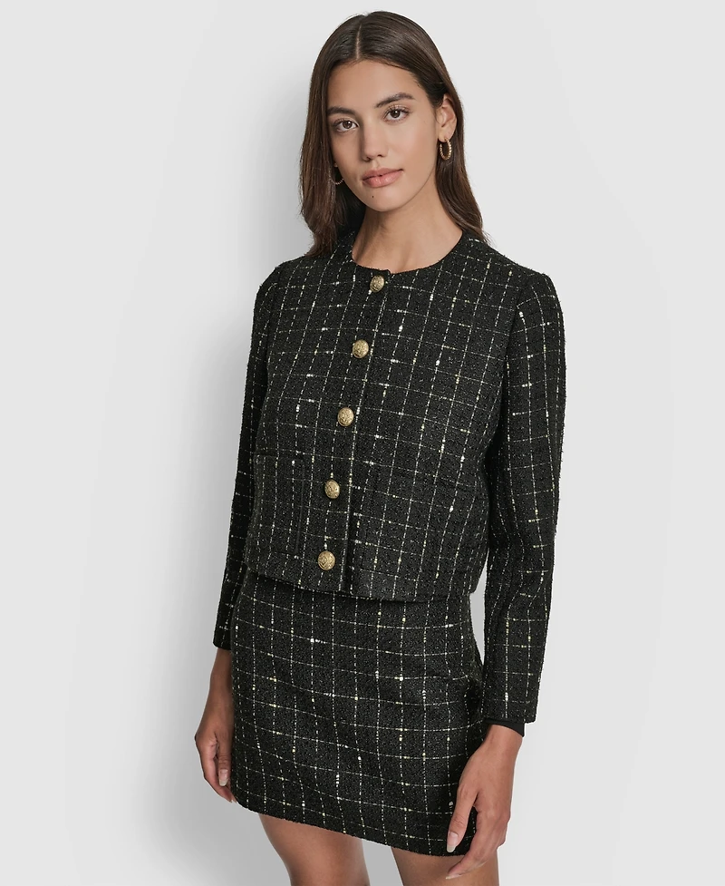Dkny Jeans Women's Cropped Front Pockets Long Sleeves Jacket