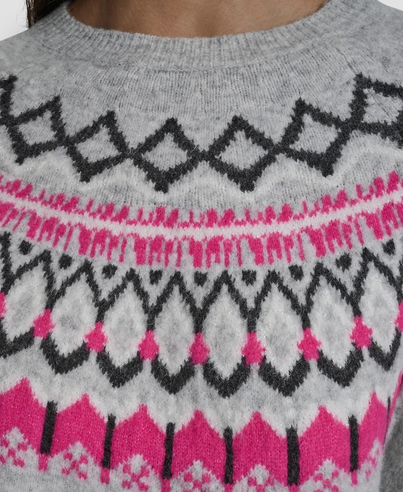 Dkny Jeans Women's Fair Isle Crewneck Raglan Sweater