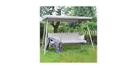 Flynama 67 Inch 3-Seat Convertible Patio Swing with Adjustable Canopy and Plush Cushions