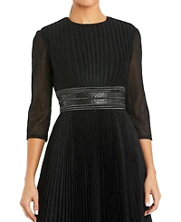 Mac Duggal Women's Shimmering 3/4 Sleeve A-Line Midi Dress