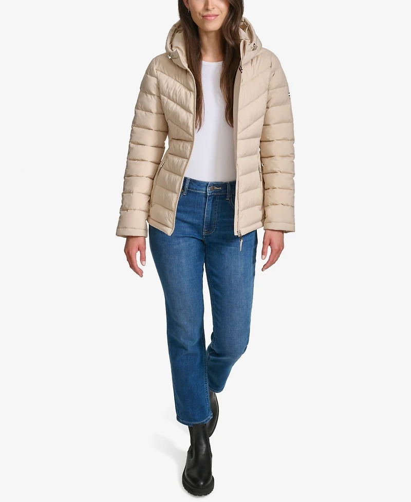 Tommy Hilfiger Women's Long Sleeves Hooded Puffer Jacket