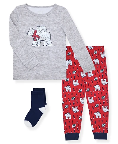 Max & Olivia Baby and Toddler Boys Snug Fit Holiday 3-Piece Pajama Set