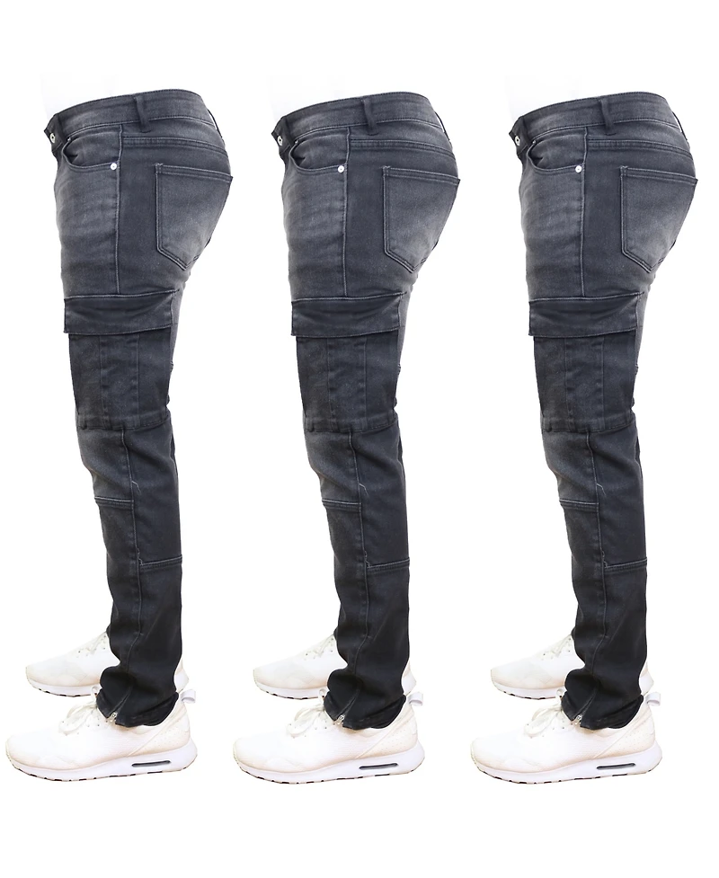 Blue Ice Men's 3-Pack Stretch Cargo Pocket Jeans