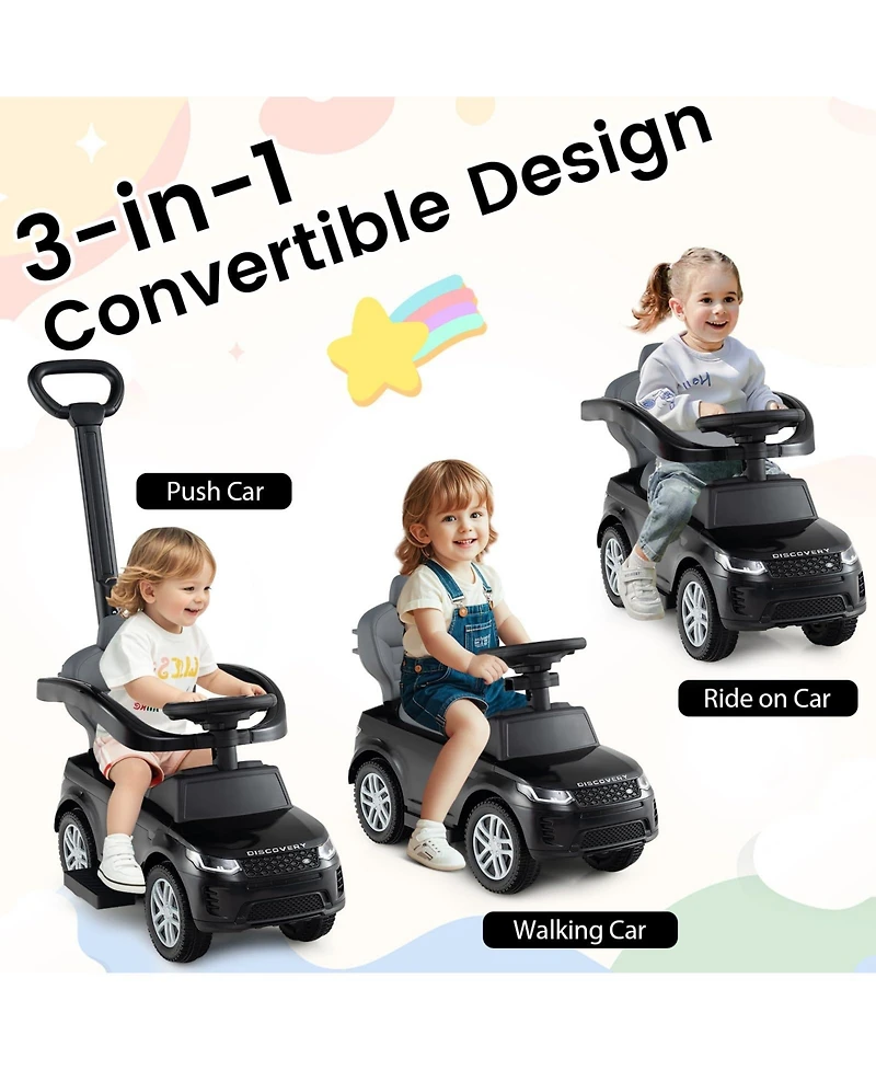 Mecale 3 1 Push Car with Removable Handle and Guardrail for Kids 18-36 Months Old