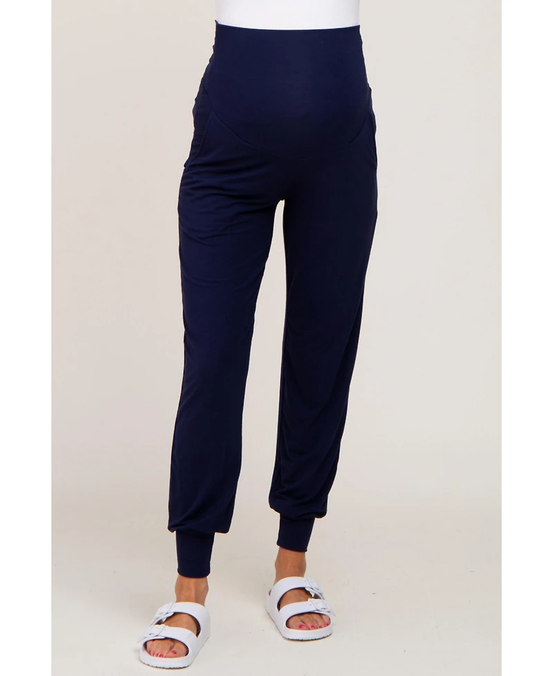 Pinkblush Maternity Navy Blue Band Jogger Pants
